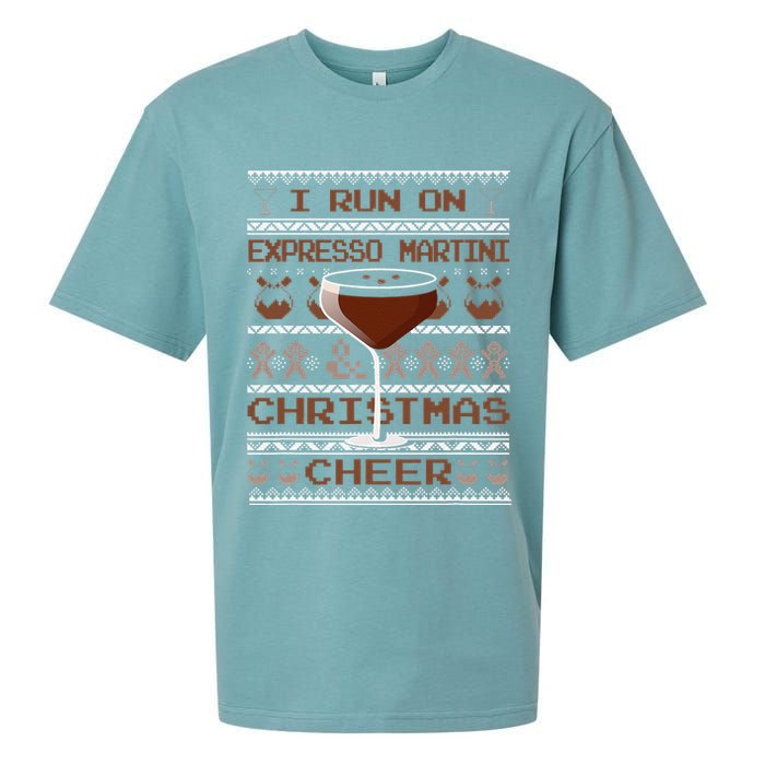 I Run On Espresso Martini And Christmas Cheer Ugly Sweater Sueded Cloud Jersey T-Shirt