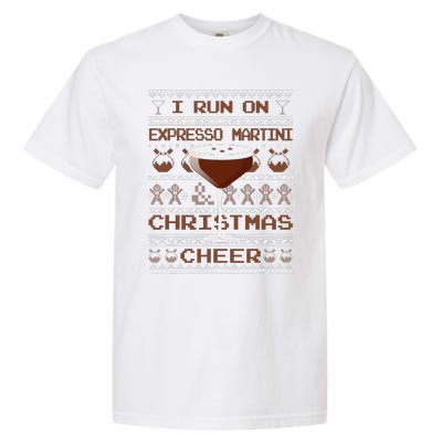 I Run On Espresso Martini And Christmas Cheer Ugly Sweater Garment-Dyed Heavyweight T-Shirt