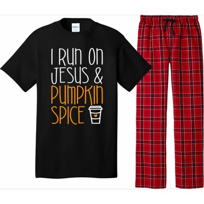 I Run On Jesus And Pumpkin Spice Gift Fall Season Funny Gift Pajama Set