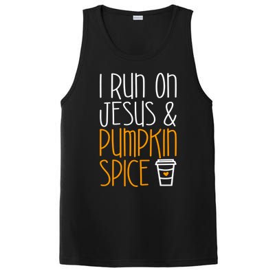 I Run On Jesus And Pumpkin Spice Gift Fall Season Funny Gift PosiCharge Competitor Tank