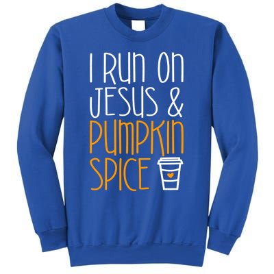 I Run On Jesus And Pumpkin Spice Gift Fall Season Funny Gift Sweatshirt