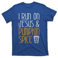 I Run On Jesus And Pumpkin Spice Gift Fall Season Funny Gift T-Shirt