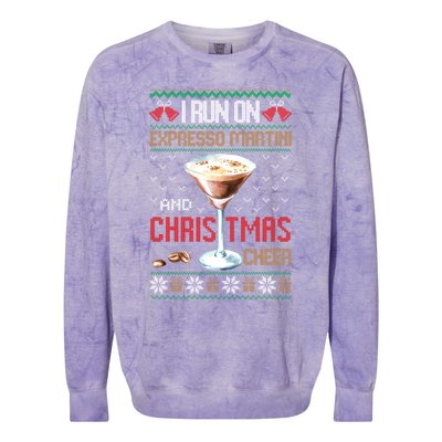 I Run On Espresso Martini And Christmas Cheer Ugly Great Gift Colorblast Crewneck Sweatshirt