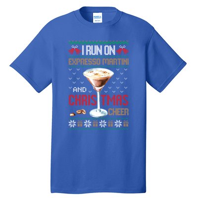 I Run On Espresso Martini And Christmas Cheer Ugly Great Gift Tall T-Shirt