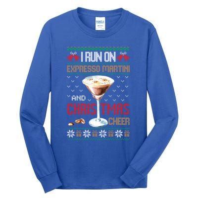 I Run On Espresso Martini And Christmas Cheer Ugly Great Gift Tall Long Sleeve T-Shirt