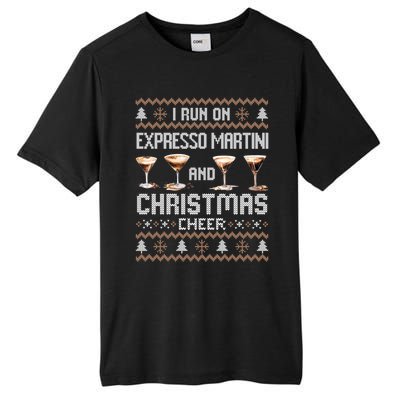 I Run On Espresso Martini And Christmas Cheer Ugly Gift Tall Fusion ChromaSoft Performance T-Shirt