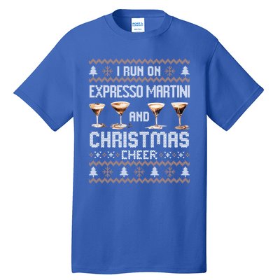 I Run On Espresso Martini And Christmas Cheer Ugly Gift Tall T-Shirt