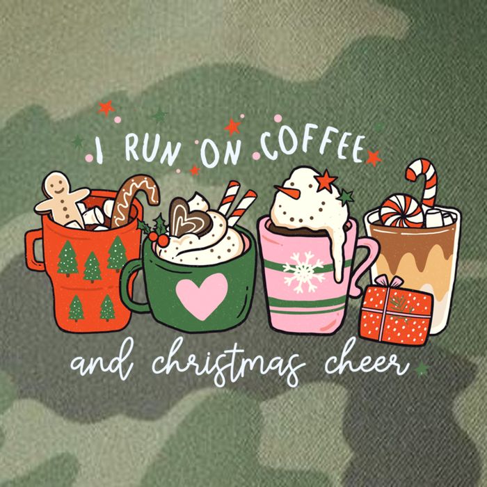 I Run On Coffee And Christmas Cheer Snowing Xmas Coffee Cups Meaningful Gift Legacy Tie Dye Trucker Hat