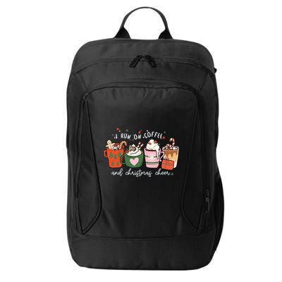 I Run On Coffee And Christmas Cheer Snowing Xmas Coffee Cups Meaningful Gift City Backpack