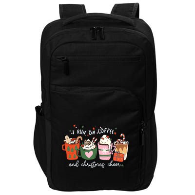 I Run On Coffee And Christmas Cheer Snowing Xmas Coffee Cups Meaningful Gift Impact Tech Backpack