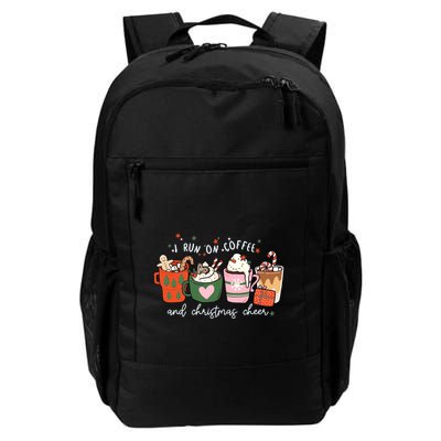 I Run On Coffee And Christmas Cheer Snowing Xmas Coffee Cups Meaningful Gift Backpack
