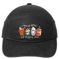 I Run On Coffee And Christmas Cheer Snowing Xmas Coffee Cups Meaningful Gift 7-Panel Snapback Hat