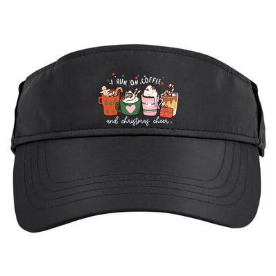 I Run On Coffee And Christmas Cheer Snowing Xmas Coffee Cups Meaningful Gift Adult Drive Performance Visor