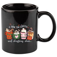 I Run On Coffee And Christmas Cheer Snowing Xmas Coffee Cups Meaningful Gift 11oz C Handle Ceramic Mug