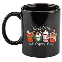 I Run On Coffee And Christmas Cheer Snowing Xmas Coffee Cups Meaningful Gift 11oz C Handle Ceramic Mug
