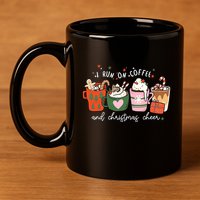 I Run On Coffee And Christmas Cheer Snowing Xmas Coffee Cups Meaningful Gift 11oz C Handle Ceramic Mug