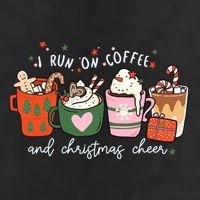 I Run On Coffee And Christmas Cheer Snowing Xmas Coffee Cups Meaningful Gift 25L Jumbo Tote