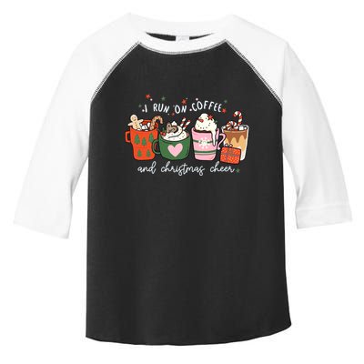 I Run On Coffee And Christmas Cheer Snowing Xmas Coffee Cups Meaningful Gift Toddler Fine Jersey T-Shirt