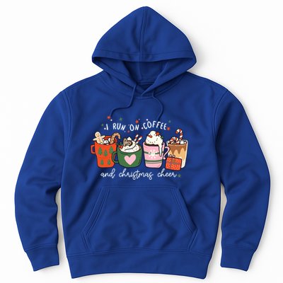I Run On Coffee And Christmas Cheer Snowing Xmas Coffee Cups Meaningful Gift Hoodie