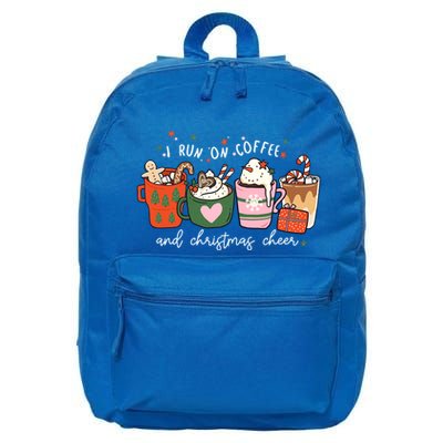I Run On Coffee And Christmas Cheer Snowing Xmas Coffee Cups Meaningful Gift 16 in Basic Backpack