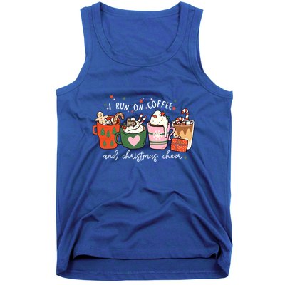 I Run On Coffee And Christmas Cheer Snowing Xmas Coffee Cups Meaningful Gift Tank Top