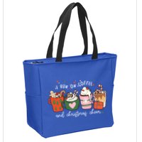 I Run On Coffee And Christmas Cheer Snowing Xmas Coffee Cups Meaningful Gift Zip Tote Bag