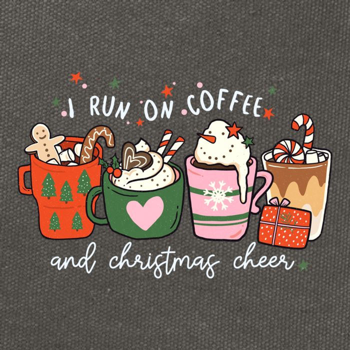 I Run On Coffee And Christmas Cheer Snowing Xmas Coffee Cups Meaningful Gift Cotton Canvas Backpack