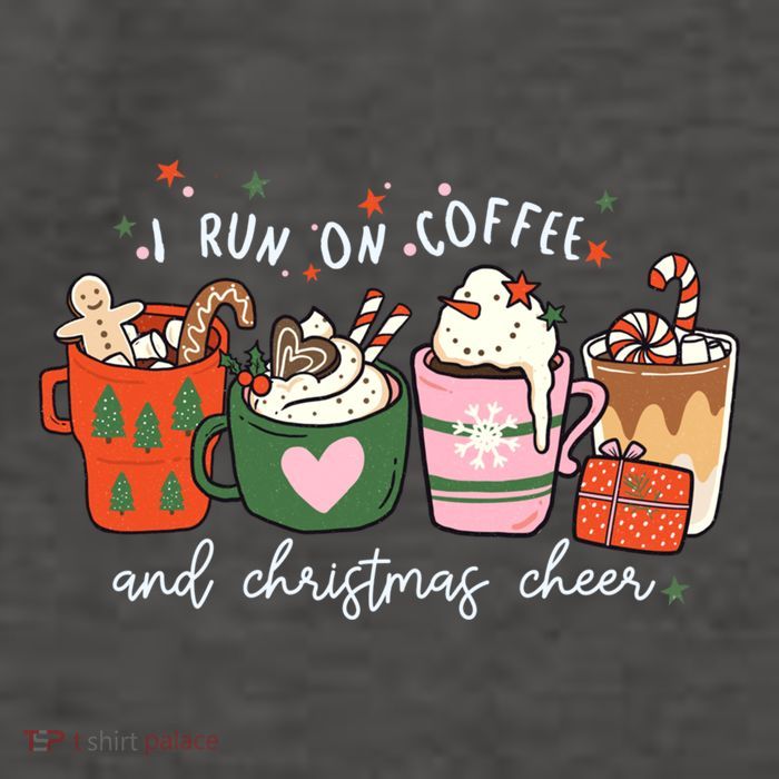 I Run On Coffee And Christmas Cheer Snowing Xmas Coffee Cups Meaningful Gift Vector Backpack