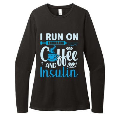 I Run On Coffee And Insulin Blue Cure Diabetes Awareness Meaningful Gift Womens CVC Long Sleeve Shirt