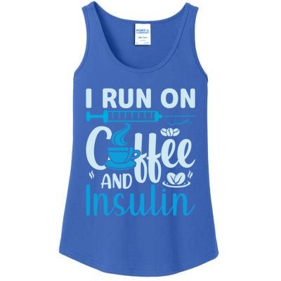 I Run On Coffee And Insulin Blue Cure Diabetes Awareness Meaningful Gift Ladies Essential Tank