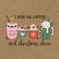 I Run On Coffee And Christmas Cheer Cute Holiday Cotton Canvas Backpack