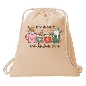 I Run On Coffee And Christmas Cheer Cute Holiday Drawstring Bag