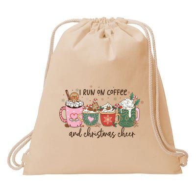 I Run On Coffee And Christmas Cheer Cute Holiday Drawstring Bag