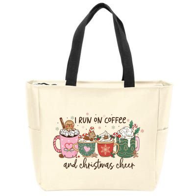 I Run On Coffee And Christmas Cheer Cute Holiday Zip Tote Bag
