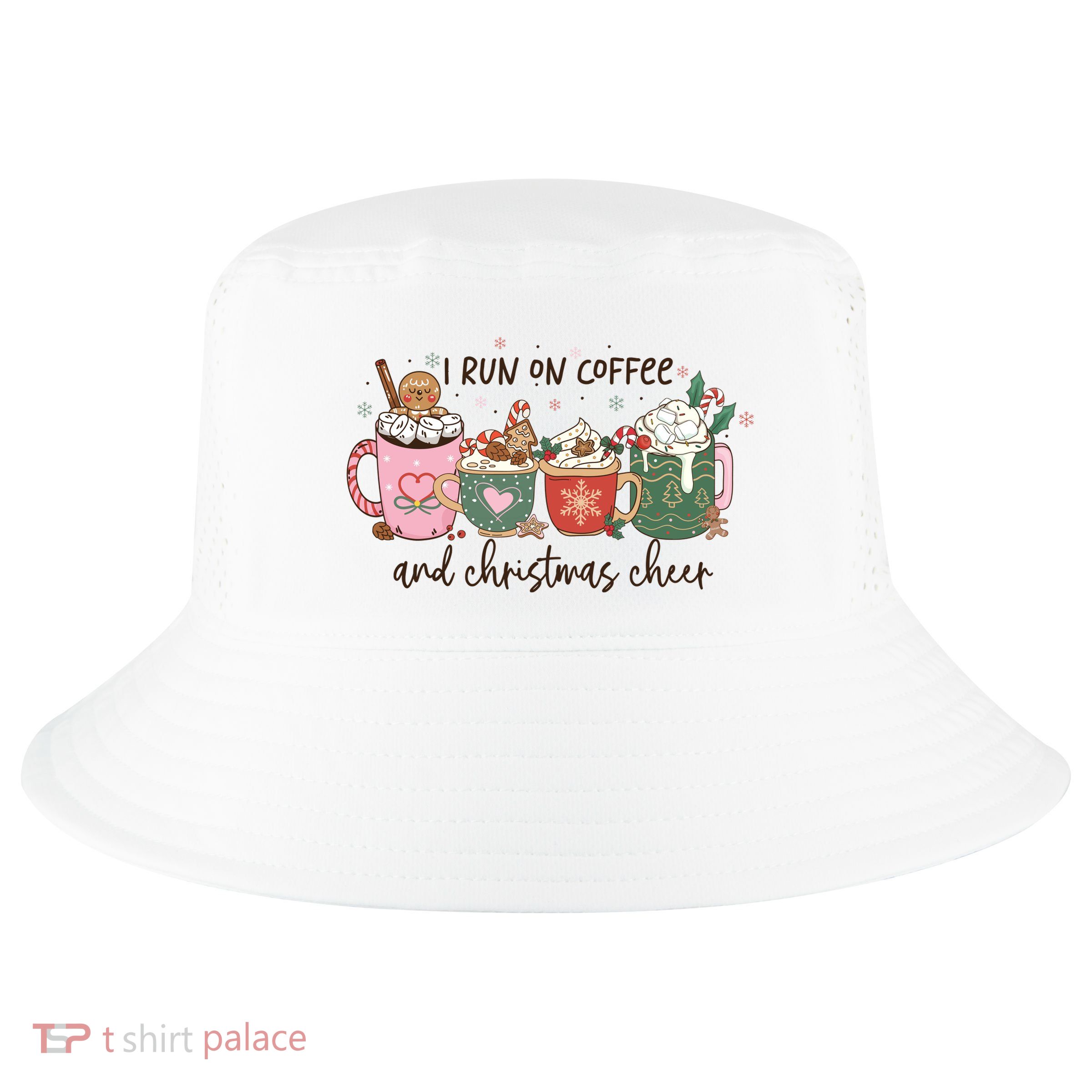 I Run On Coffee And Christmas Cheer Cute Holiday Cool Comfort Performance Bucket Hat