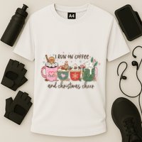 I Run On Coffee And Christmas Cheer Cute Holiday Cooling Performance Crew T-Shirt