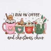 I Run On Coffee And Christmas Cheer Cute Holiday Cooling Performance Crew T-Shirt
