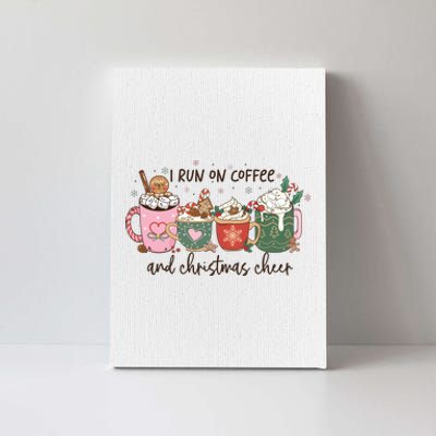 I Run On Coffee And Christmas Cheer Cute Holiday Canvas