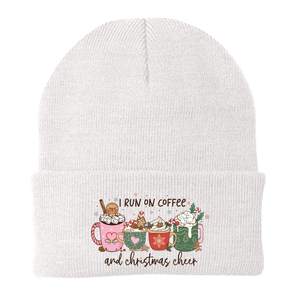 I Run On Coffee And Christmas Cheer Cute Holiday Beanie