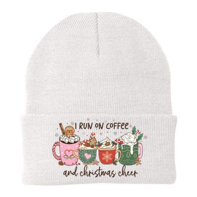 I Run On Coffee And Christmas Cheer Cute Holiday Knit Cap Winter Beanie