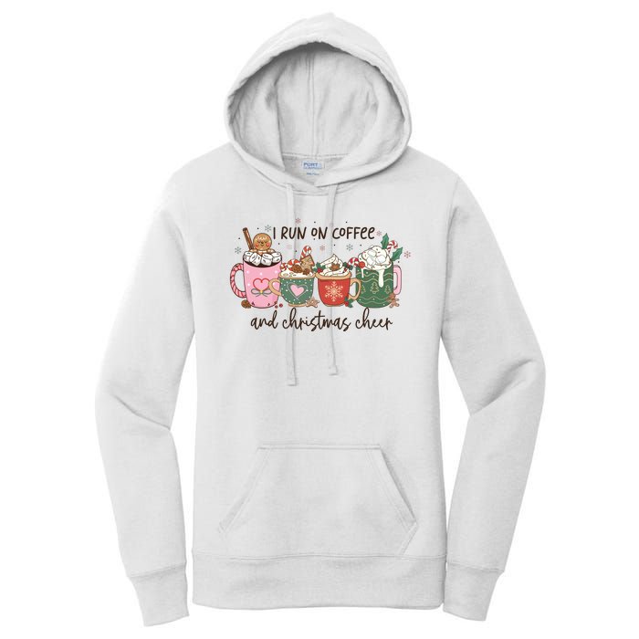 I Run On Coffee And Christmas Cheer Cute Holiday Women's Pullover Hoodie