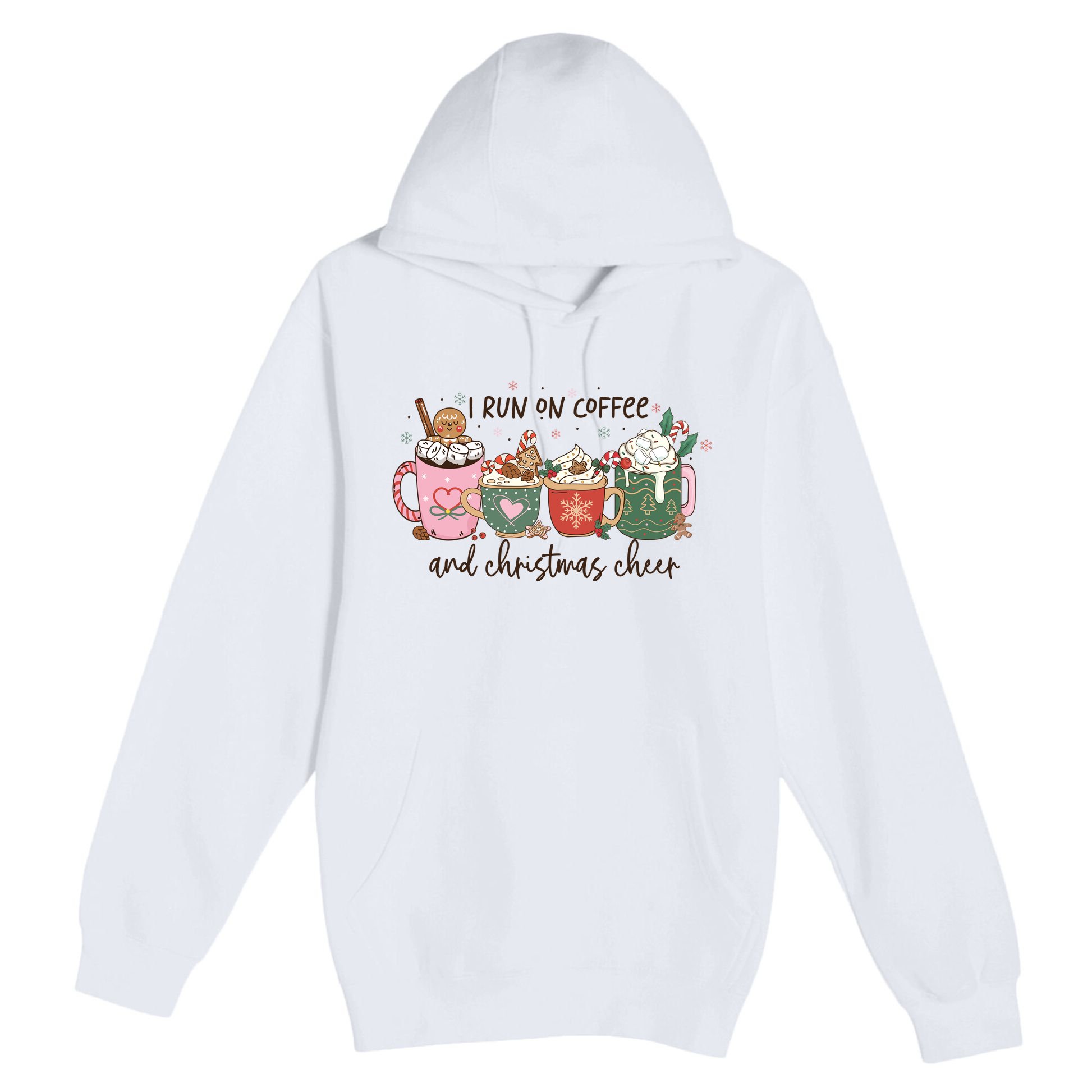I Run On Coffee And Christmas Cheer Cute Holiday Premium Pullover Hoodie