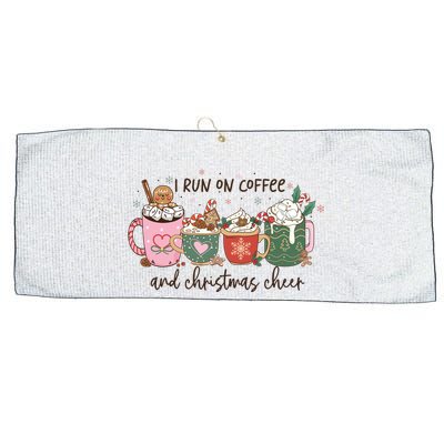 I Run On Coffee And Christmas Cheer Cute Holiday Large Microfiber Waffle Golf Towel