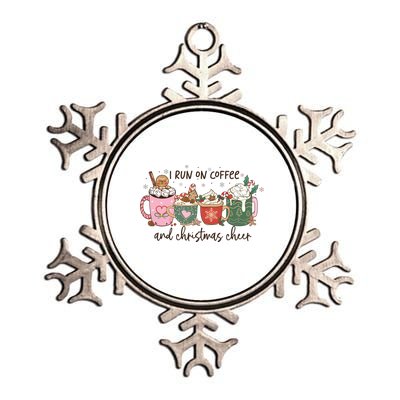 I Run On Coffee And Christmas Cheer Cute Holiday Metallic Star Ornament