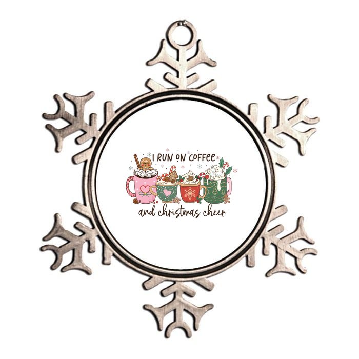 I Run On Coffee And Christmas Cheer Cute Holiday Metallic Star Ornament