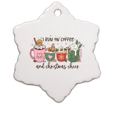 I Run On Coffee And Christmas Cheer Cute Holiday Ceramic Star Ornament