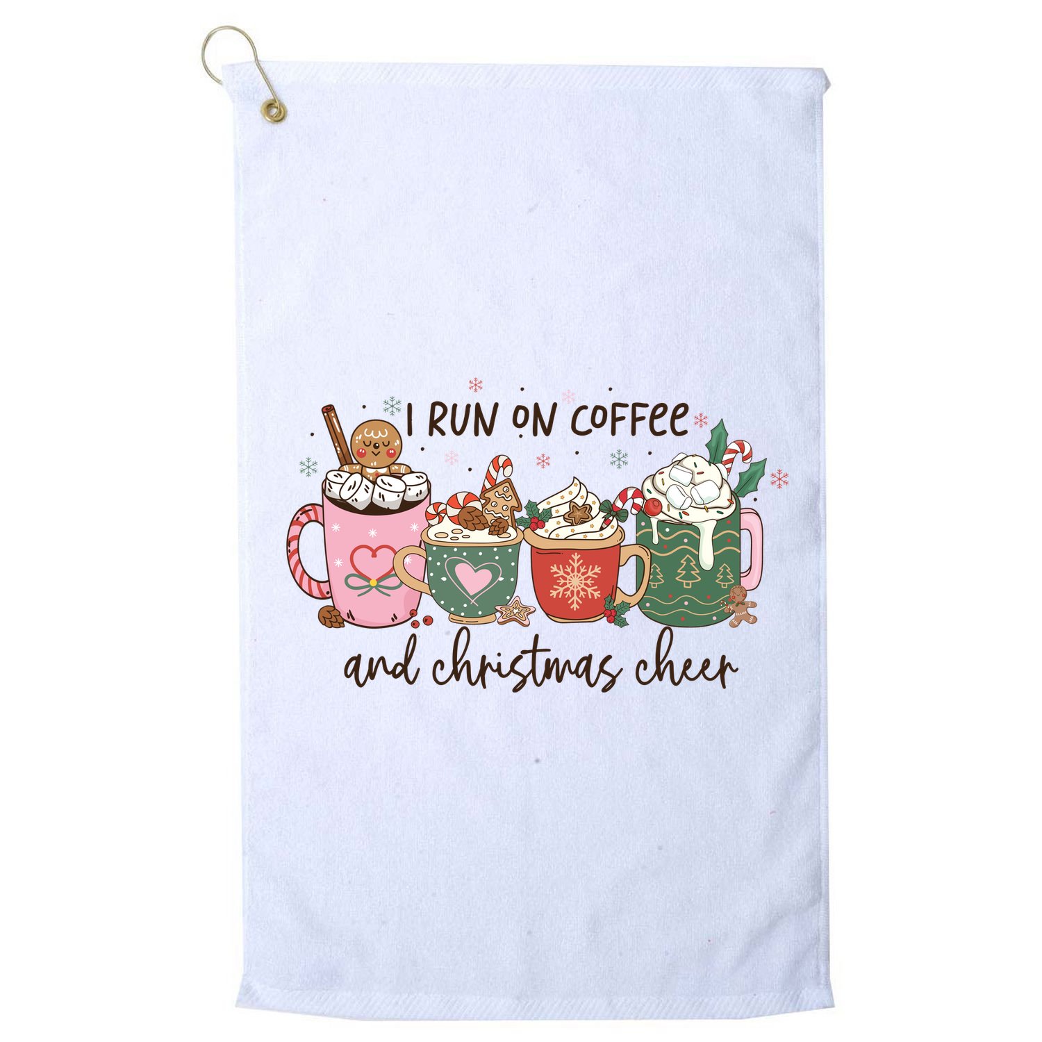 I Run On Coffee And Christmas Cheer Cute Holiday Golf Towel