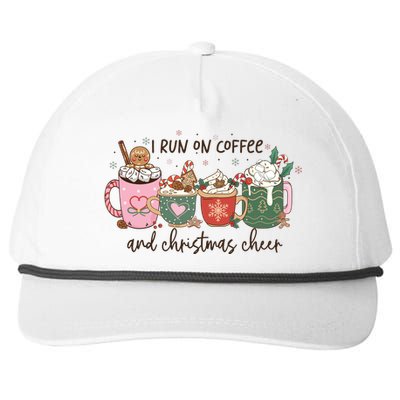 I Run On Coffee And Christmas Cheer Cute Holiday Snapback Five-Panel Rope Hat