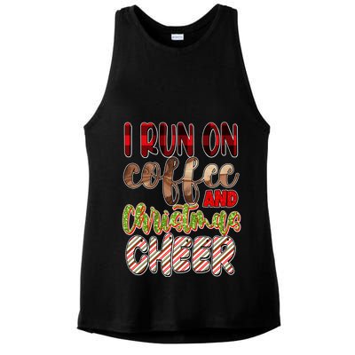 I Run On Coffee And Christmas Cheer Ladies PosiCharge Tri-Blend Wicking Tank