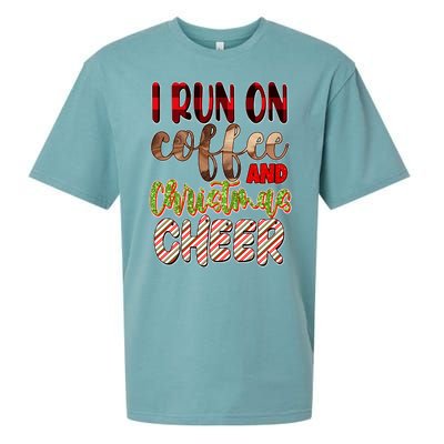 I Run On Coffee And Christmas Cheer Sueded Cloud Jersey T-Shirt